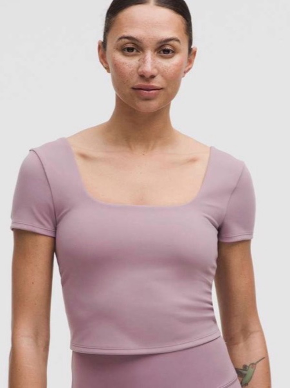 Lululemon Wunder Under SmoothCover Square-Neck T-Shirt Lavender Lux size 0